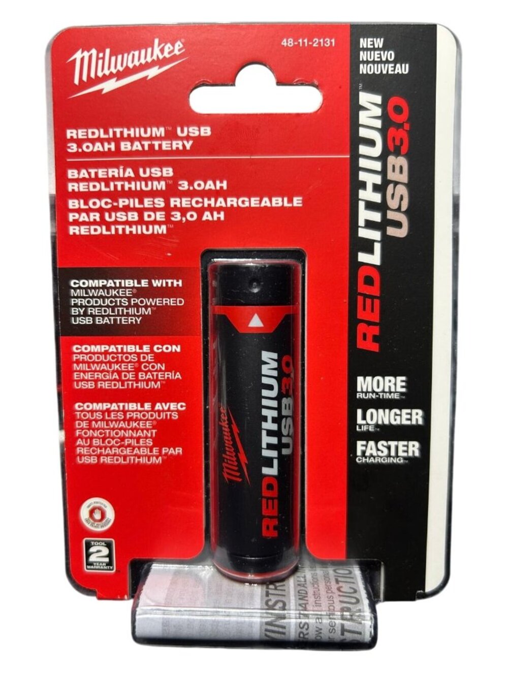 Milwaukee 48-11-213 Redlithium USB 3.0 Battery